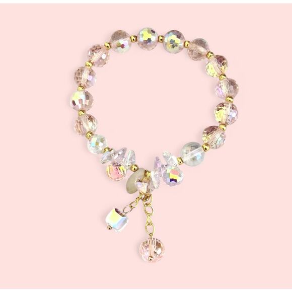 Pink Swarovski Beaded Charm Bracelet - Picture 1 of 12